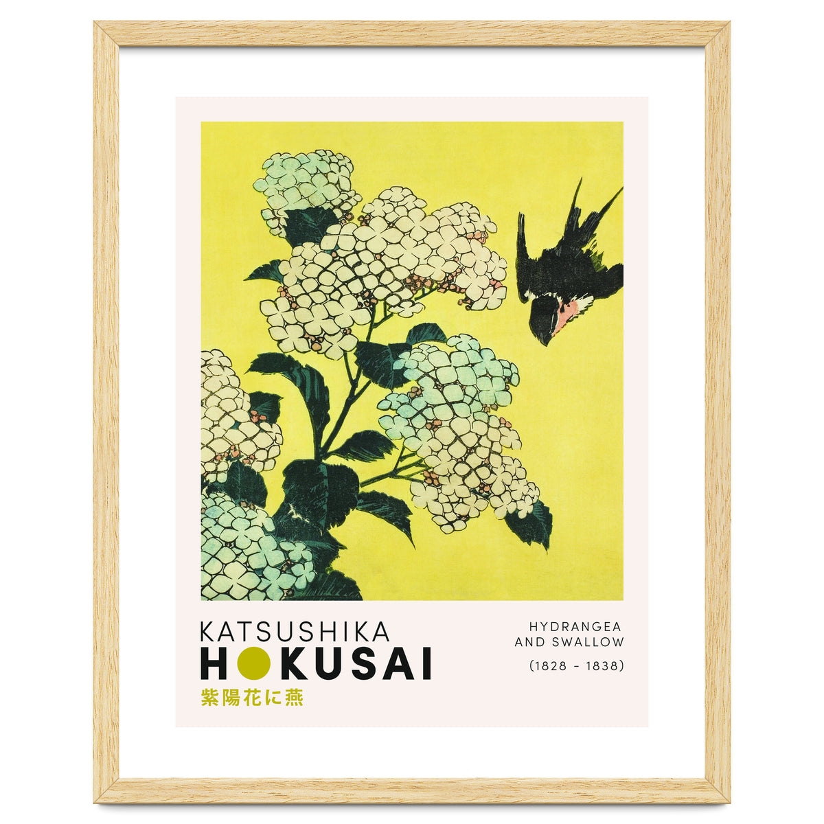 Katsushika Hokusai - Hydrangea and swallow