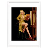 Young And Beautiful Woman Posing In Front Of The Painting Canvas thumbnail