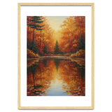 Golden Autumn Reflection: Impasto Forest Landscape thumbnail