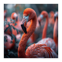 Beautiful Close Up Of A Pink Flamingo Bird (Print Only)