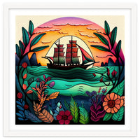 Folk Sunset Sailing Ship