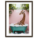 Giraffe in Bathtub, Whimsical Bathroom Art thumbnail