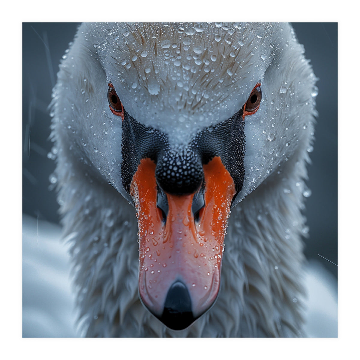 Close Up Of A Swan's Face With Water Droplets (Print Only)
