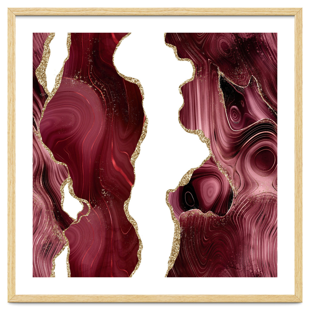 Burgundy & Gold Glitter Agate Texture 05