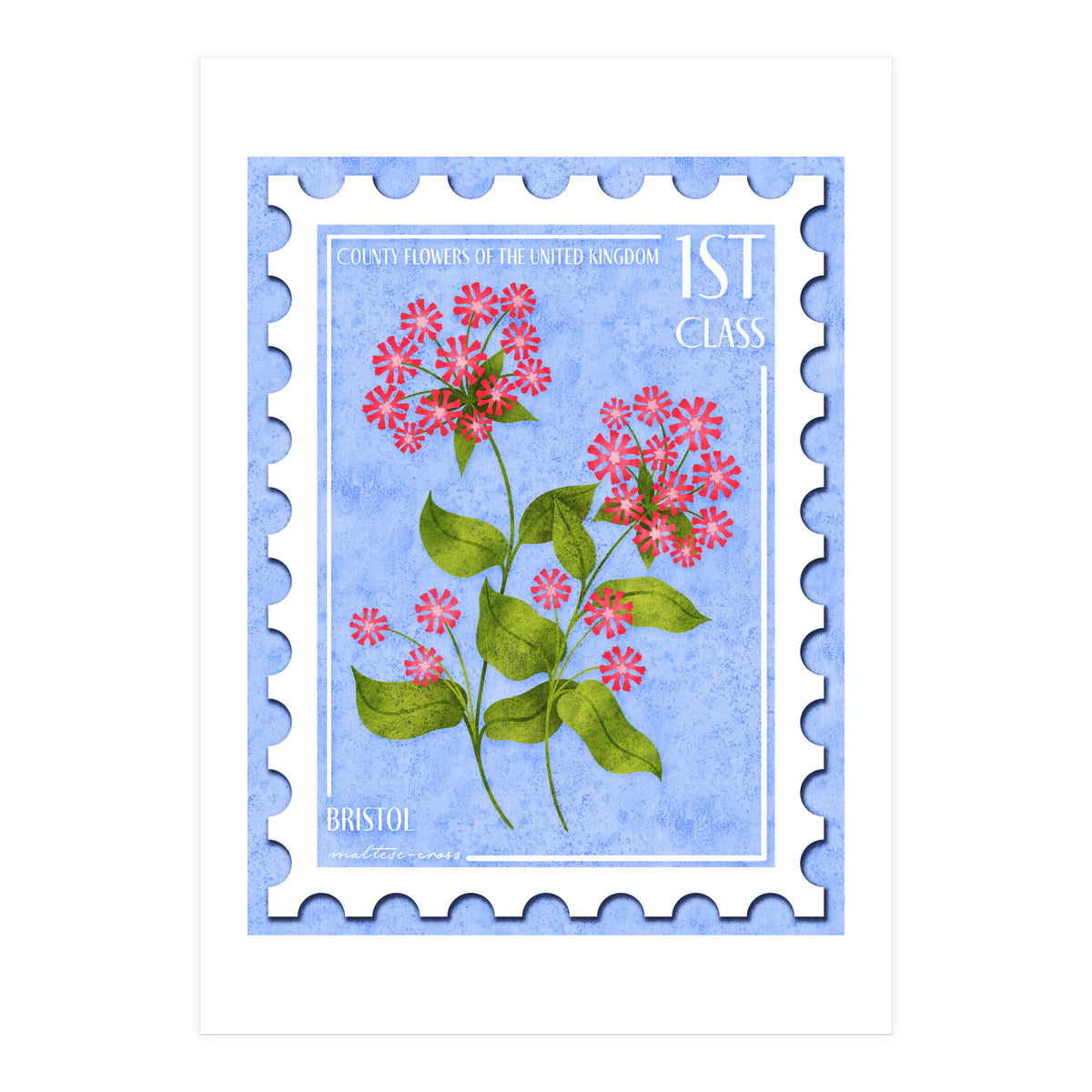 Bristol Maltese Cross Postage Stamp (Print Only)