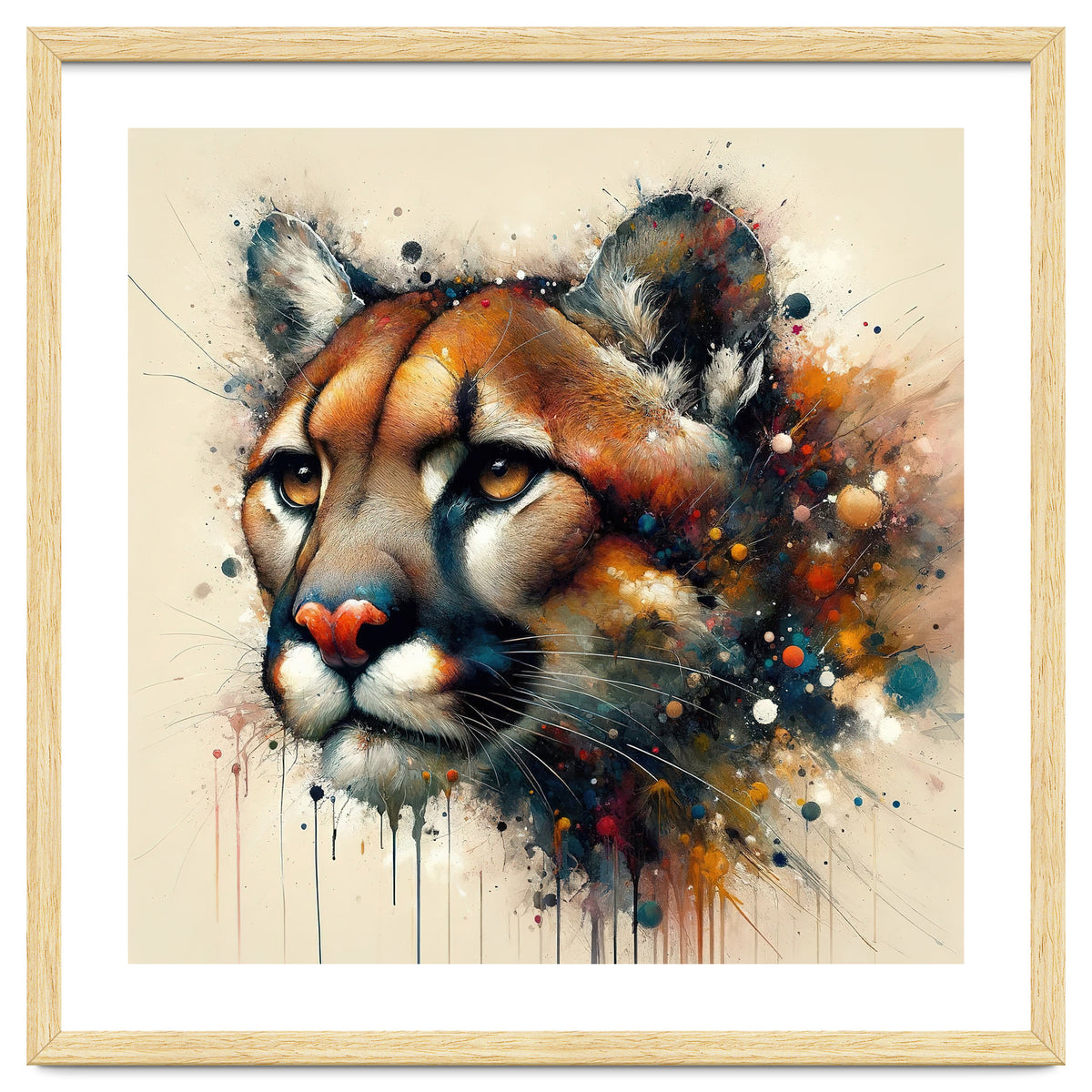 Watercolor Cougar Portrait