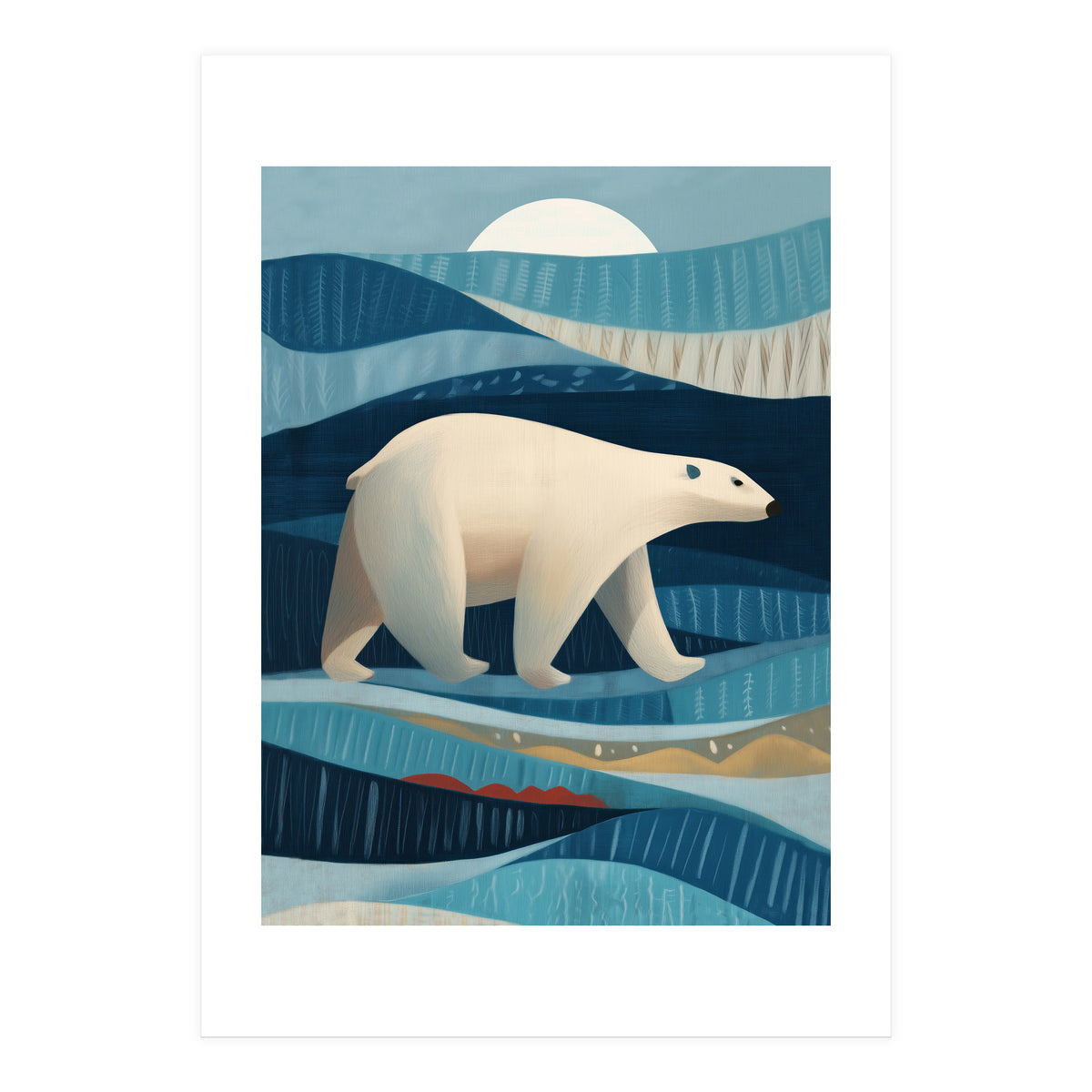 Polar Bear In The Blue Arctic (Print Only)