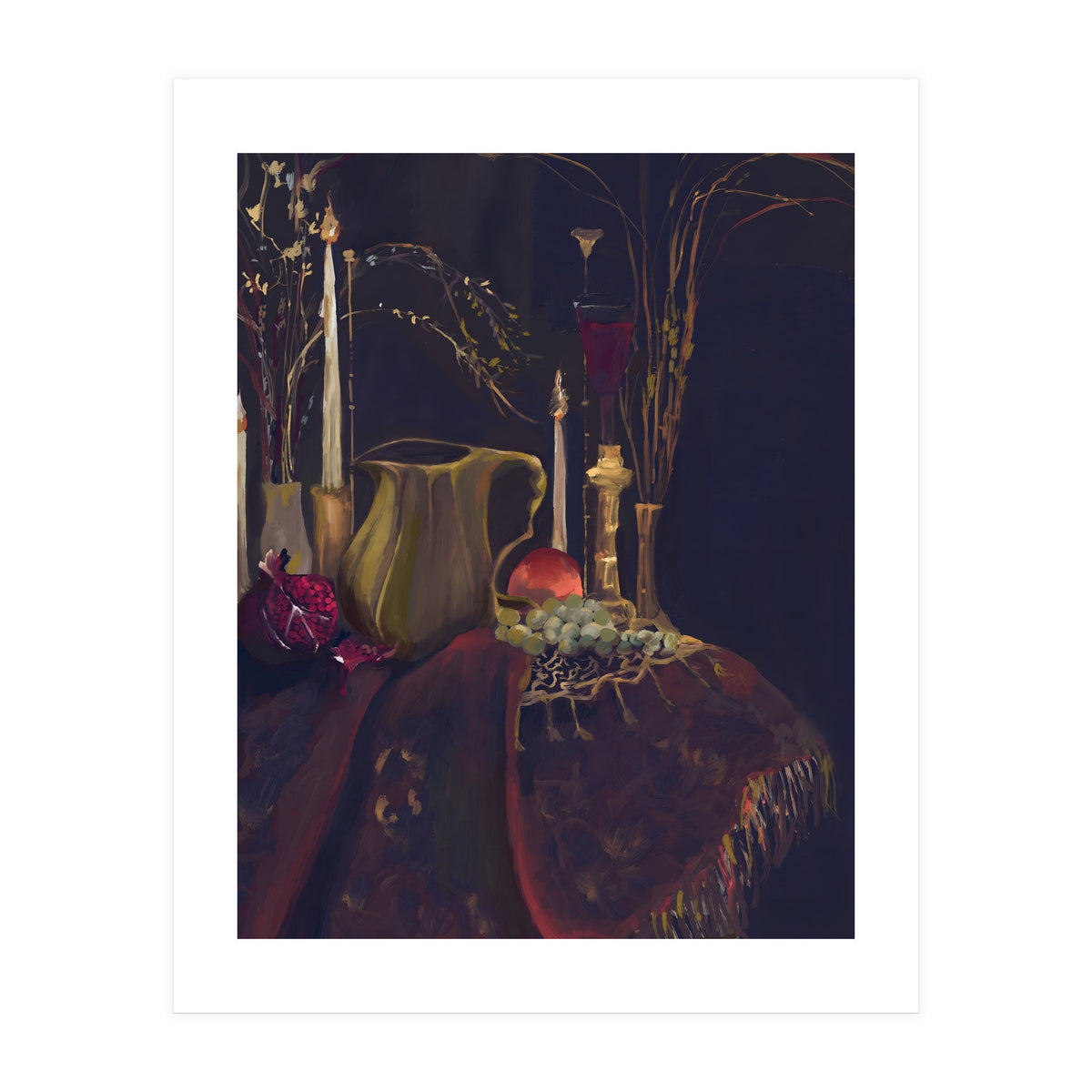 Dark Baroque Table still life moody still life oils (Print Only)