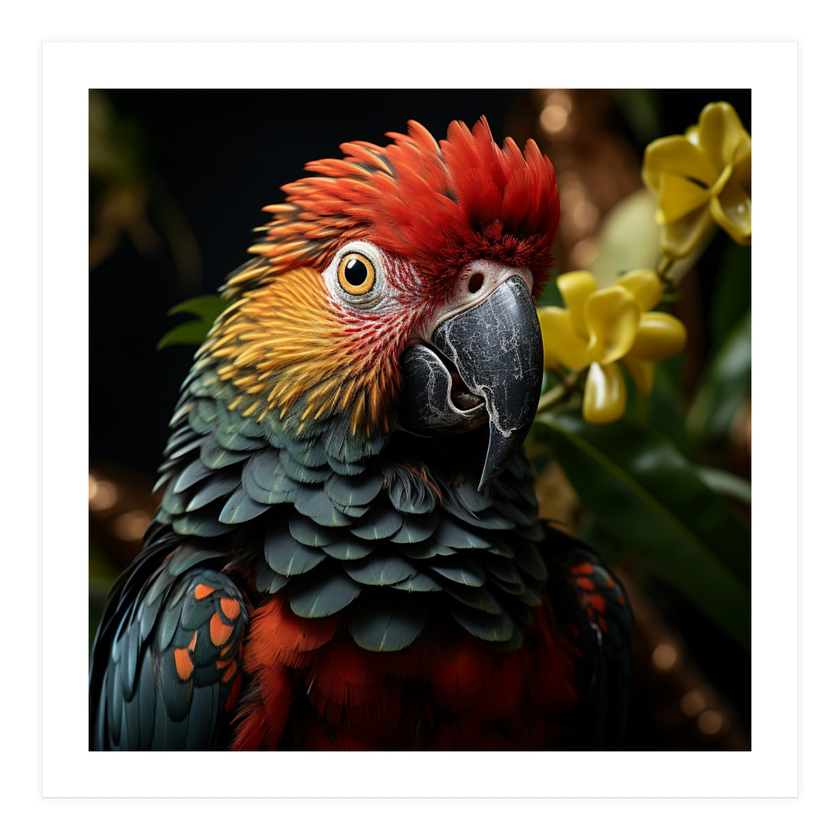 Vibrant Macaw Parrot With Red And Yellow (Print Only)