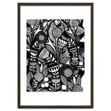 African Tribal, Black & White Abstract Drawing Sketch Line Art, Rustic Botanical Illustration, Bohemian Eclectic Scandinavian Vintage Bold thumbnail