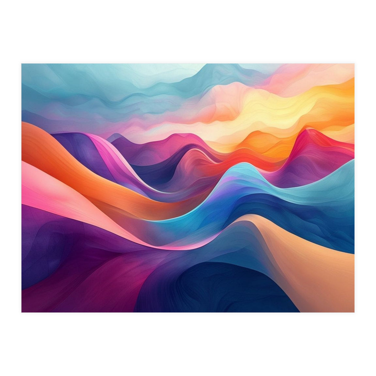 Vibrant Abstract Flowing Peaks Art (Print Only)