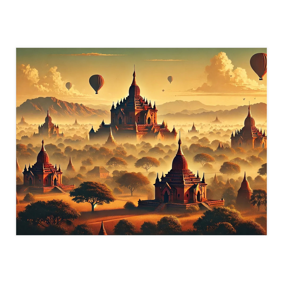 Vintage Bagan Poster, Myanmar (Print Only)