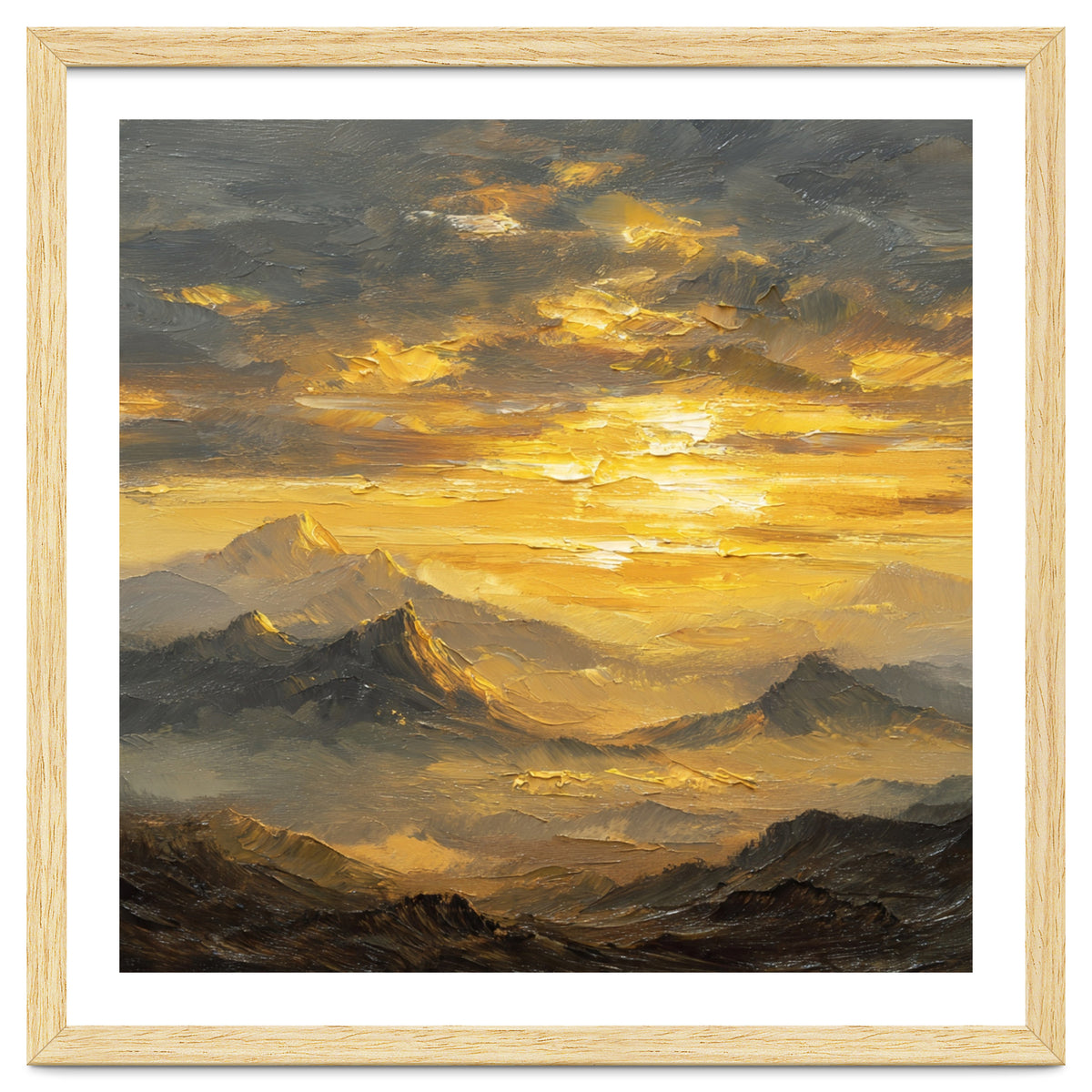 Vibrant Golden Hour Horizon Over Distant Mountain Ridges