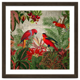 Vintage Rainforest With Tropical Red Parrots thumbnail
