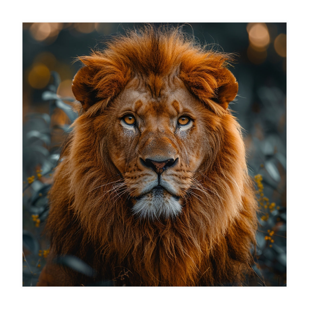 Majestic Lion Portrait Intense Gaze Wildlife (Print Only)