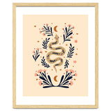 Snake And Flowers Beige And Indigo thumbnail