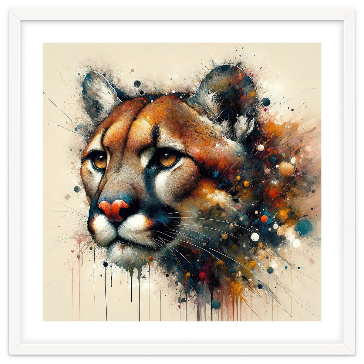 Watercolor Cougar Portrait