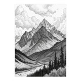 Majestic Alpine Mountain Range Sketch (Print Only) thumbnail