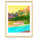 Tropical Backwaters Of Kerala, Nature Jungle Forest Landscape Painting, Dreamy Scenic Travel Lake Palm Bohemian thumbnail