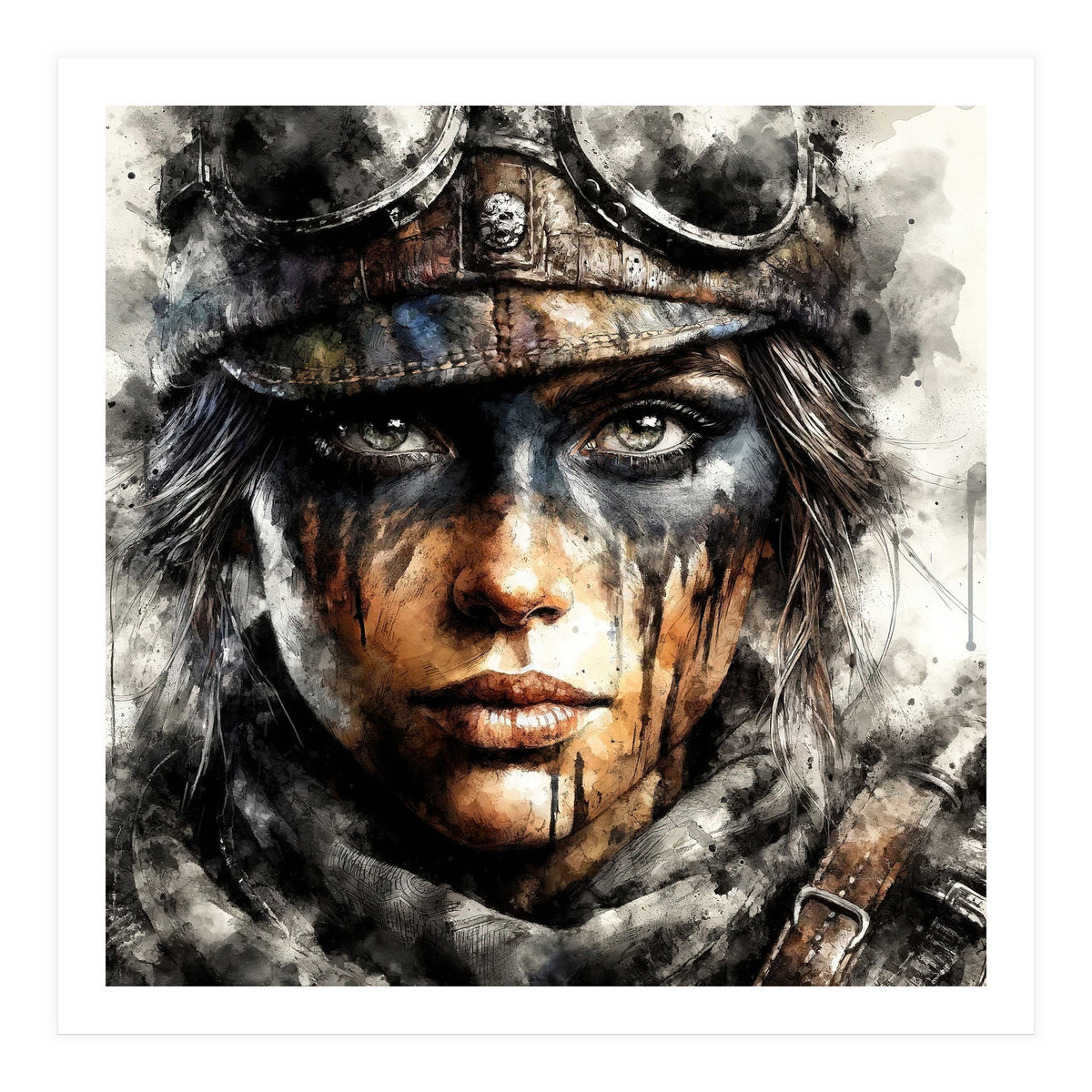 Warrior Woman With Aviator Goggles (Print Only)