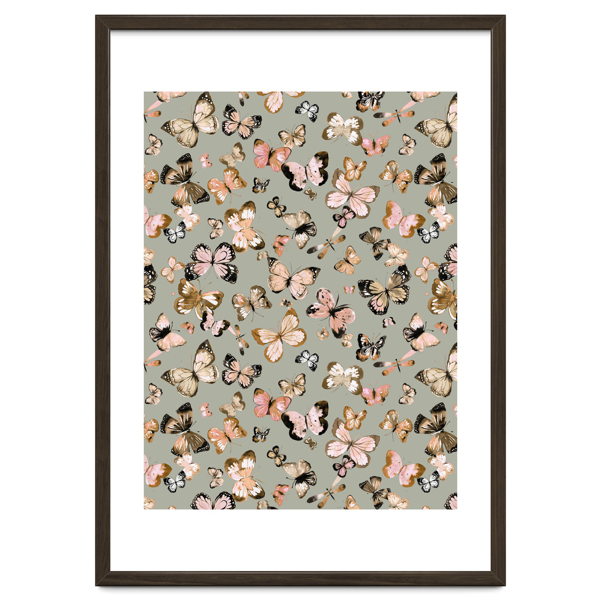 Flying Butterflies Gold Beige