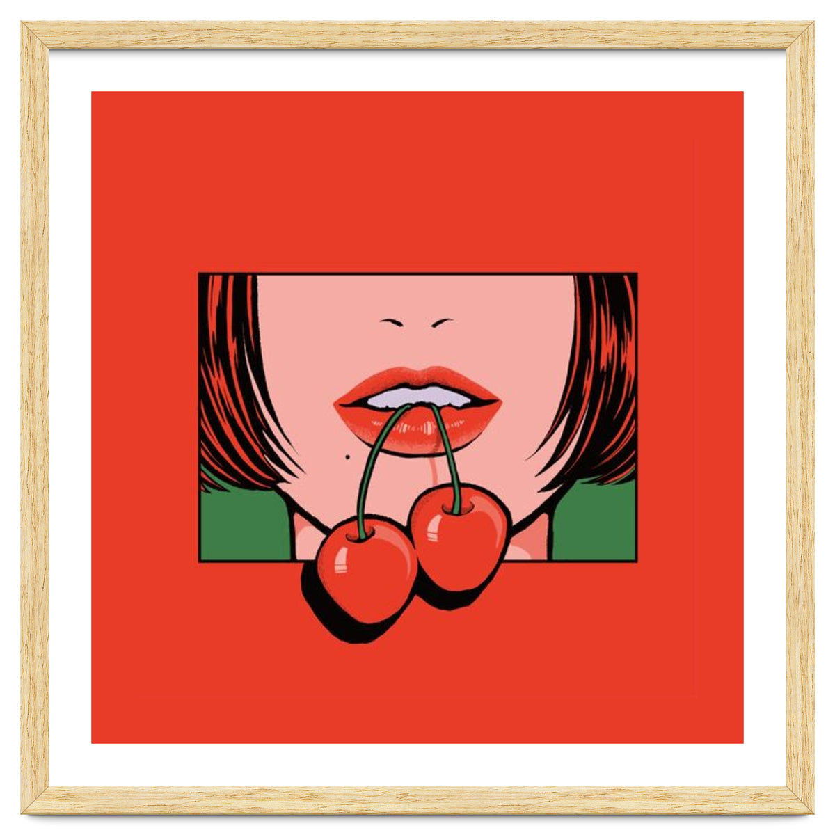 Pop Art Cherry Bold Lips With A Classic Design