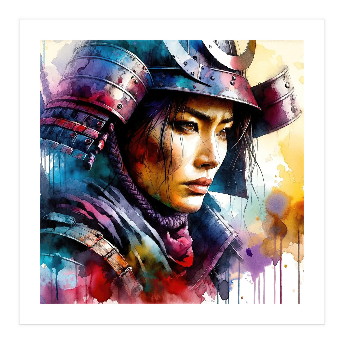 Samurai Asian Warrior Woman Portrait (Print Only)