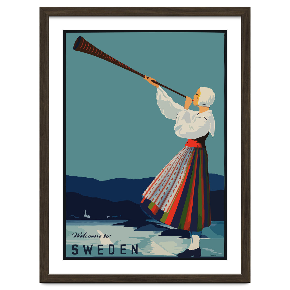 Sweden, Woman With Alp Horn