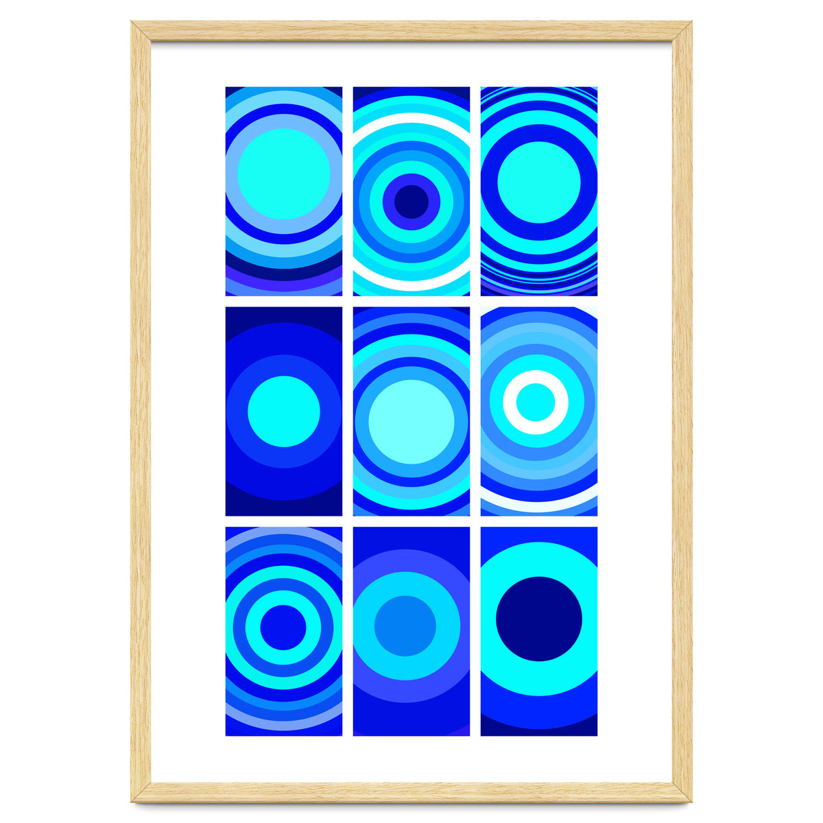Circles & Rectangles Alt Blue 3 X 3: 2