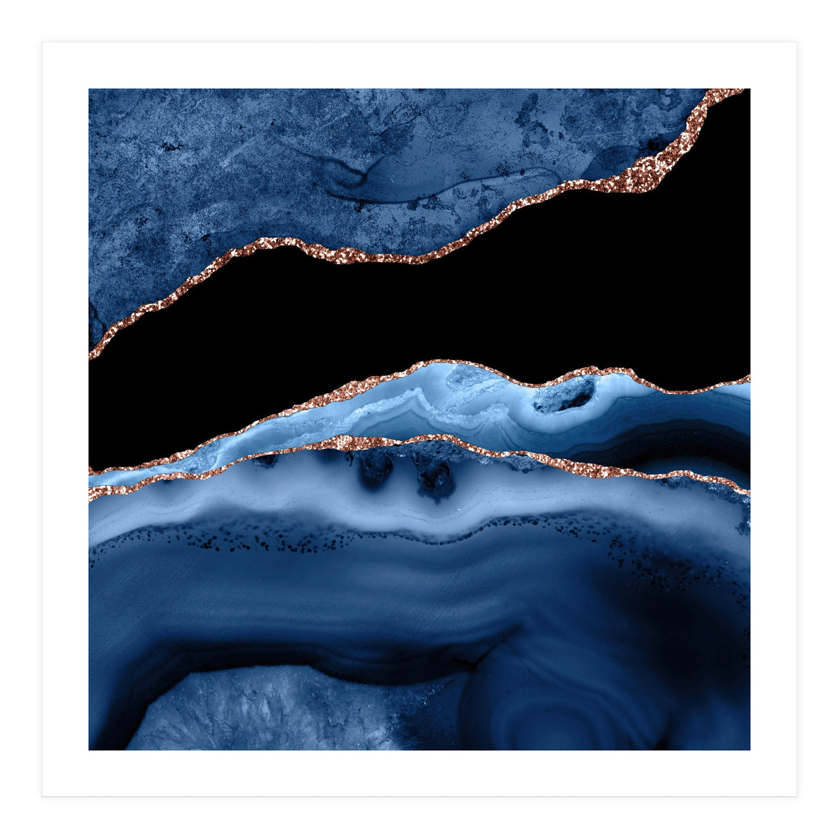 Navy & Rose Gold Agate Texture 13  (Print Only)