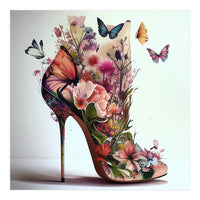 Floral Stiletto With Butterflies (Print Only)