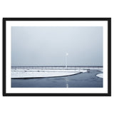 Street light turned on the winter snow street thumbnail