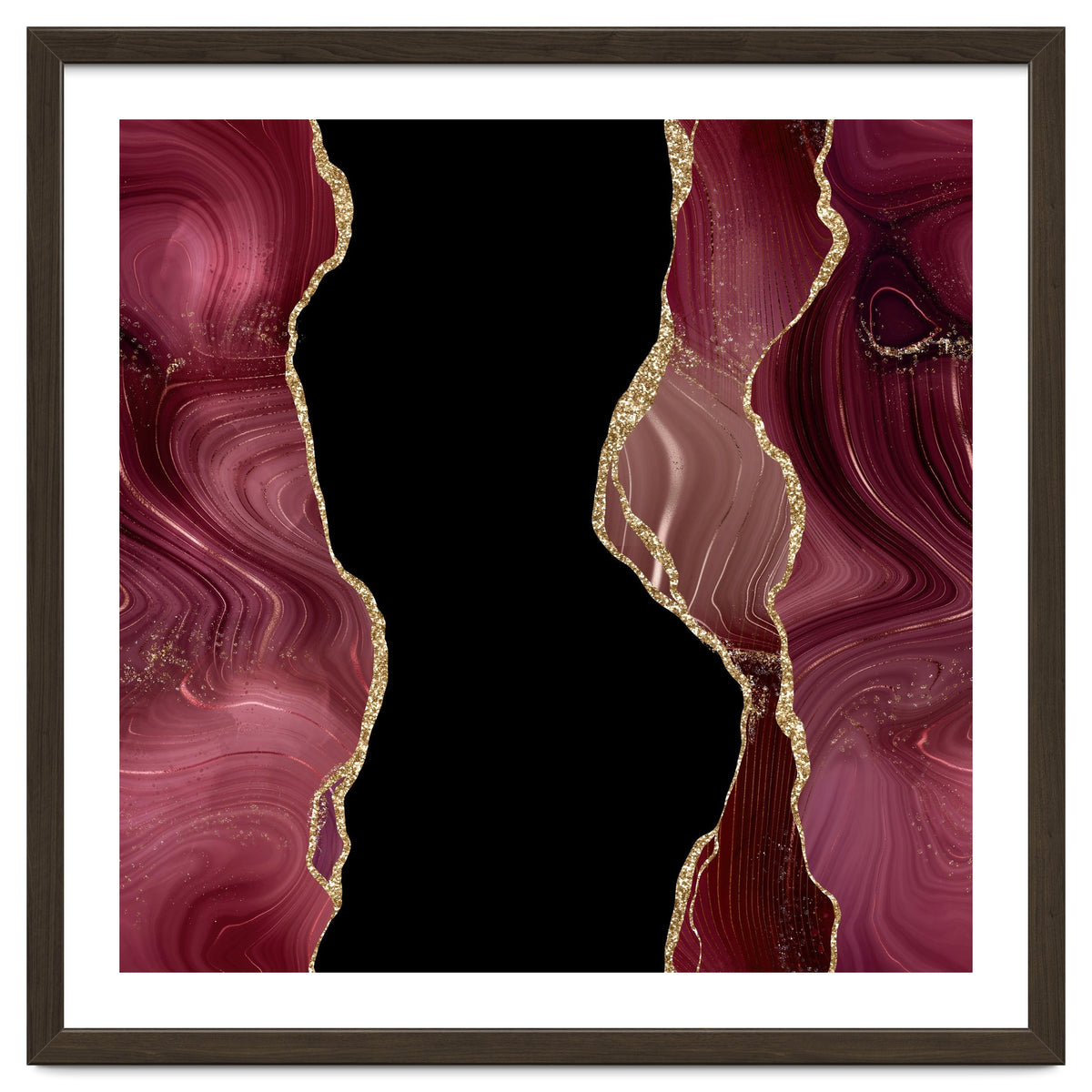 Burgundy & Gold Glitter Agate Texture 02