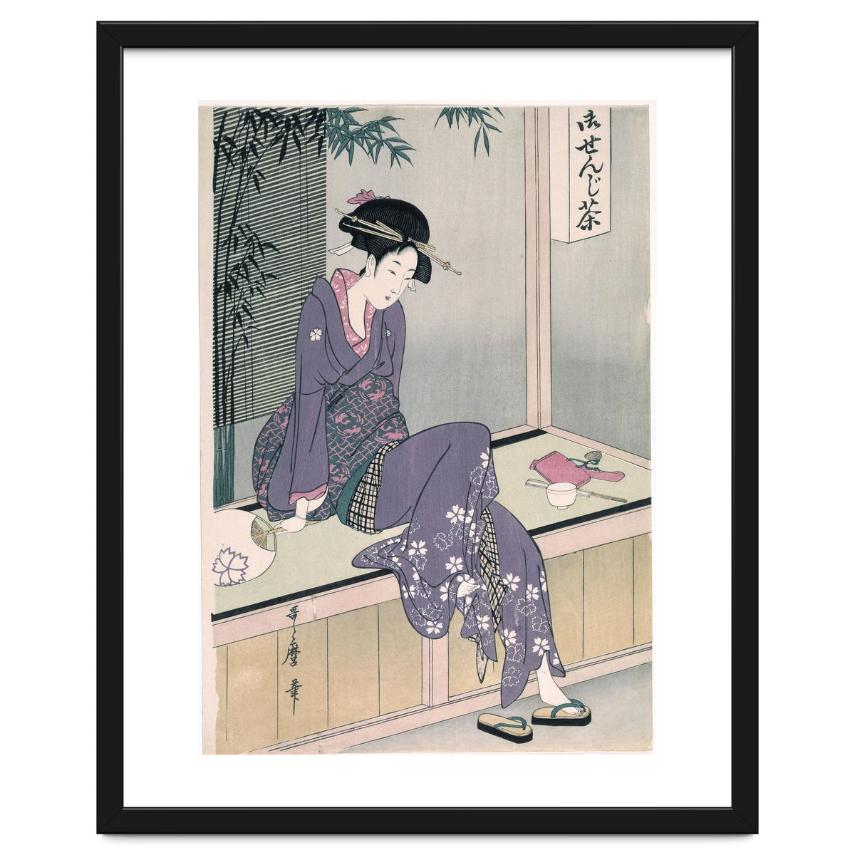 Kitagawa Utamaro (Copy) / 'Mujer sentada en una veranda', ca.  1798; 20th century, Japanese School.