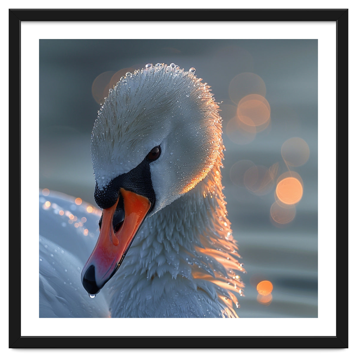 Close Up Of A Swan With Water Droplets