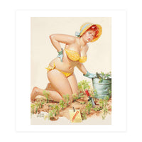 Beautiful Chubby Girl In The Garden (Print Only)