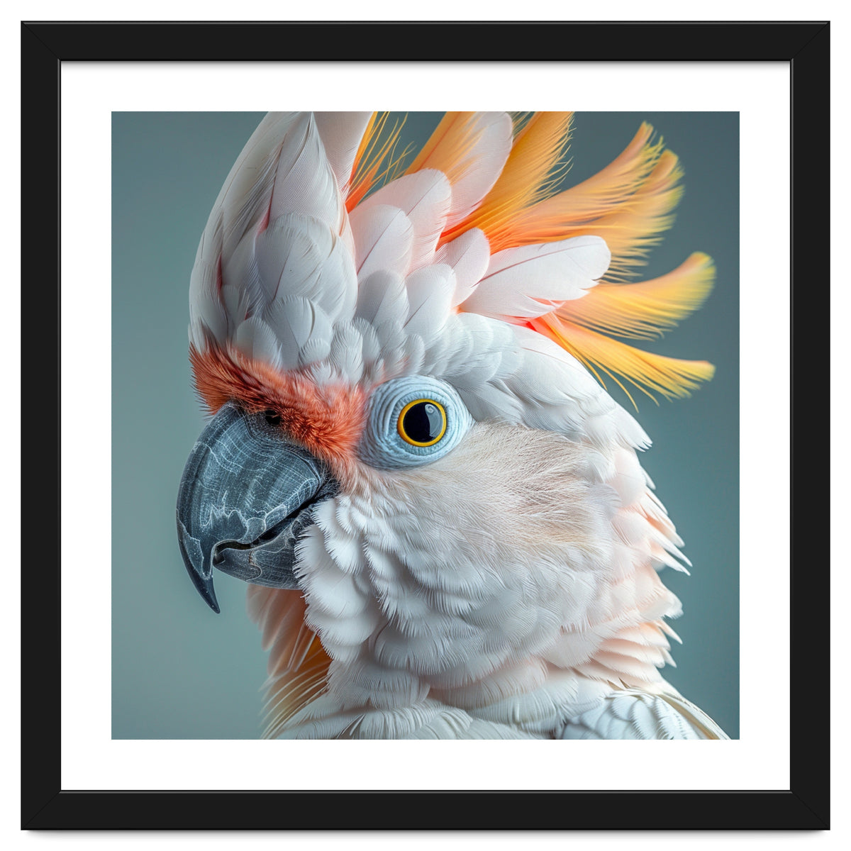 Salmon Crested Cockatoo Close Up Portrait