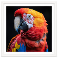 Scarlet Macaw Parrot Close Up Portrait Vivid Colors