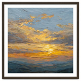 Atmospheric Golden Sunset Impasto Oil Painting Featuring Textured Clouds thumbnail