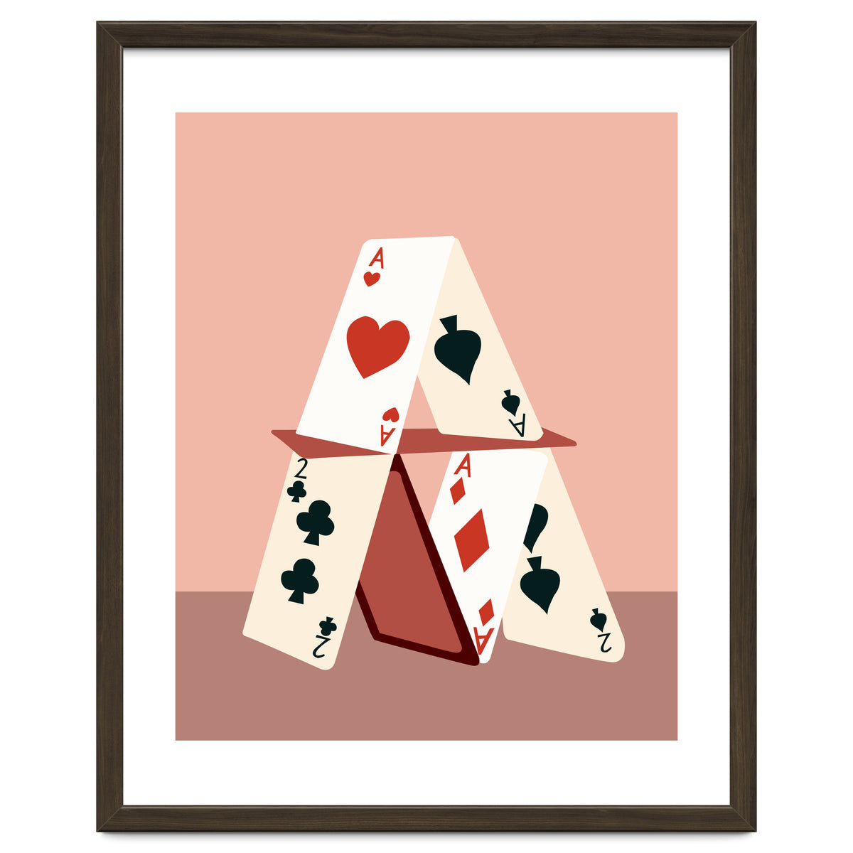 A House Made Of Cards, Relationship Concept Painting, Illustration Playing Cards, Spade Heart Eclectic Bohemian Contemporary