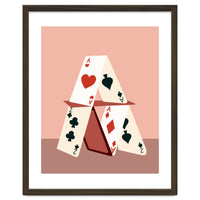 A House Made Of Cards, Relationship Concept Painting, Illustration Playing Cards, Spade Heart Eclectic Bohemian Contemporary