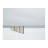Wood fence in the winter snow beach (Print Only) thumbnail