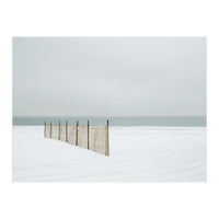 Wood fence in the winter snow beach (Print Only)