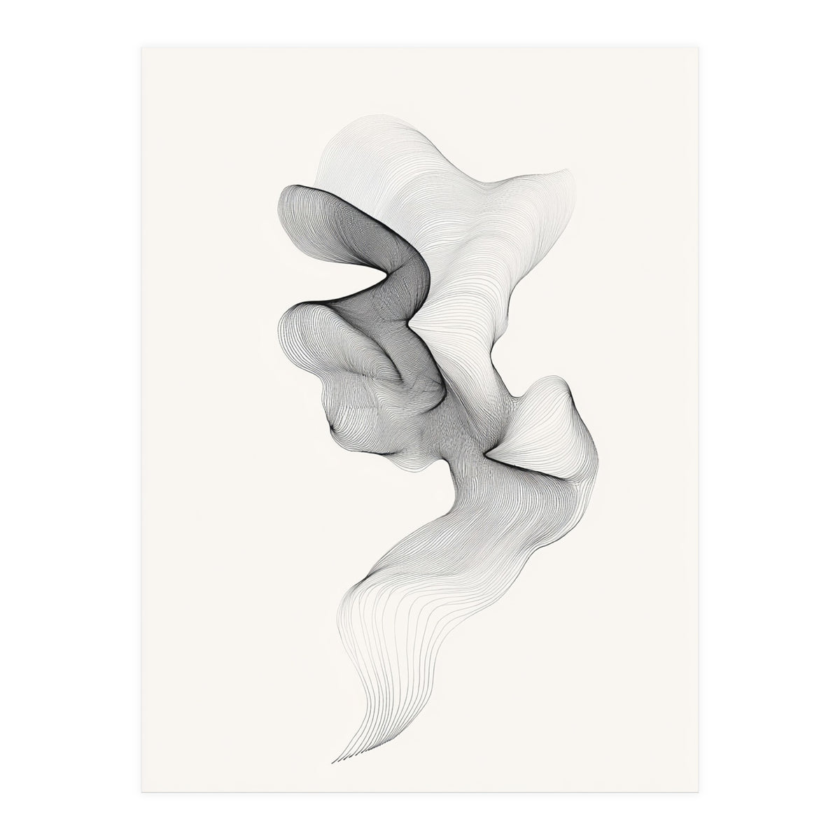 Abstract Black And White Swirling Lines Flowing Form (Print Only)