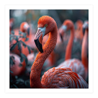 Beautiful Close Up Of A Pink Flamingo Bird (Print Only)