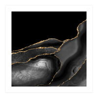 Black & Gold Agate Texture 04  (Print Only)