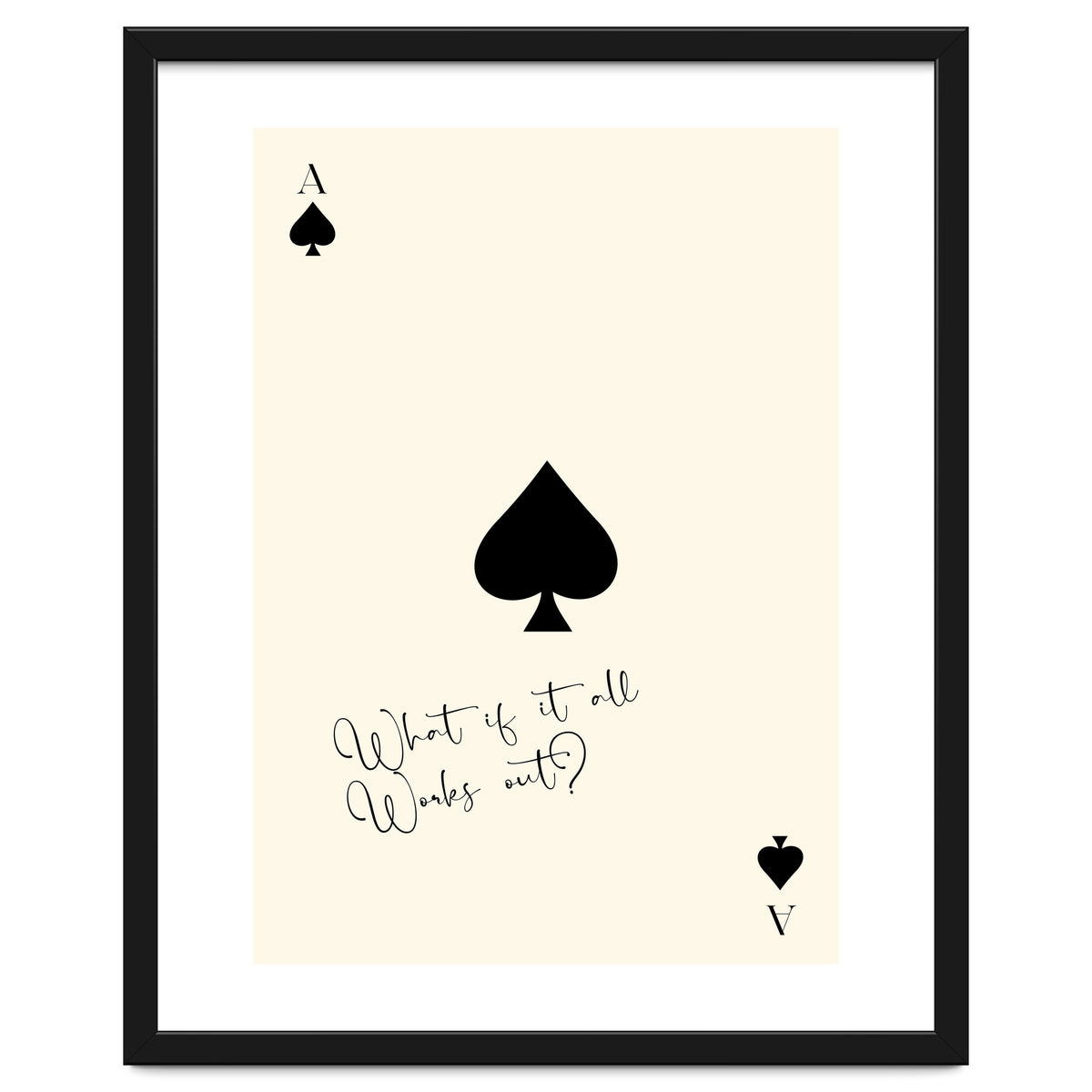 Ace of Spades Motivational Card Print, What If It All Works Out Poster
