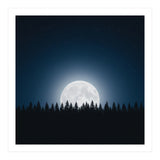 Midnight Serenity: Full Moon Over Forest Silhouettes (Print Only) thumbnail