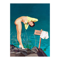 Sexy Pinup Girl With No Swimming Sign (Print Only)