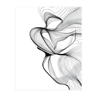 Abstract Black And White Swirls And Lines Flowing Art (Print Only)
